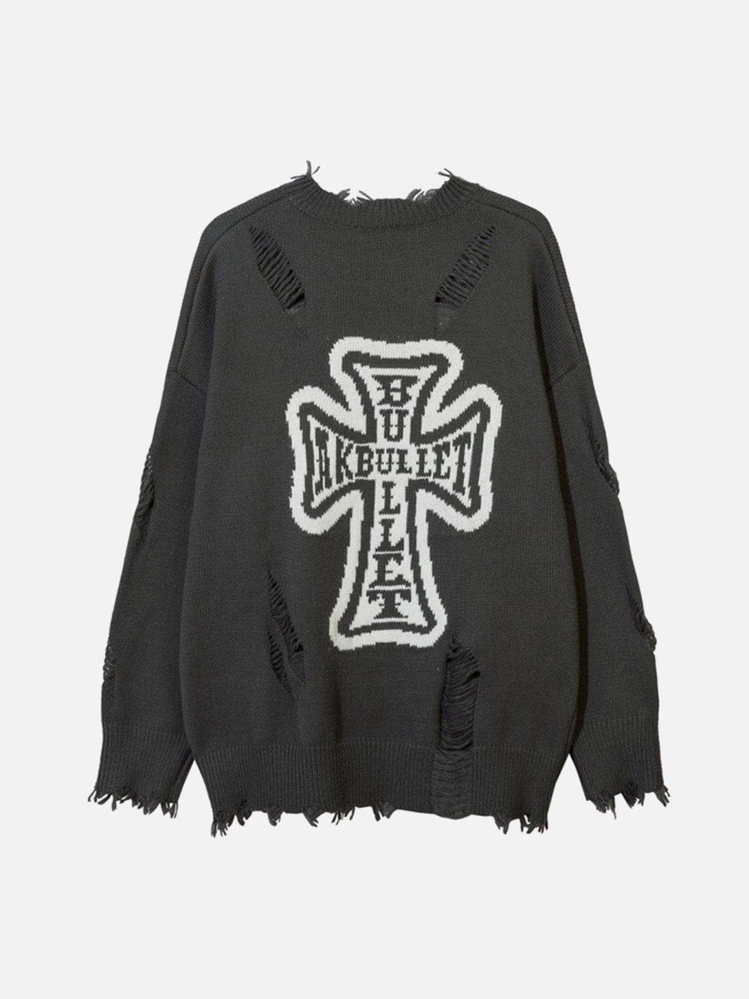 Ellesey - Cross Graphic Raw Edge Sweater-Streetwear Fashion - ellesey.com