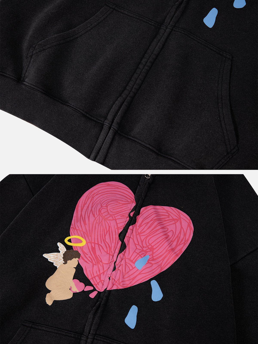 Ellesey - "Cupid pls Fix Me" Zip Up Hoodie- Streetwear Fashion - ellesey.com