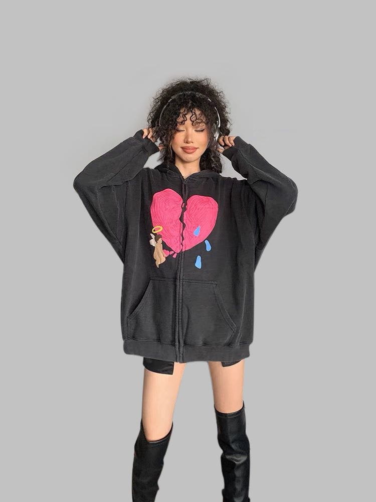 Ellesey - "Cupid pls Fix Me" Zip Up Hoodie- Streetwear Fashion - ellesey.com