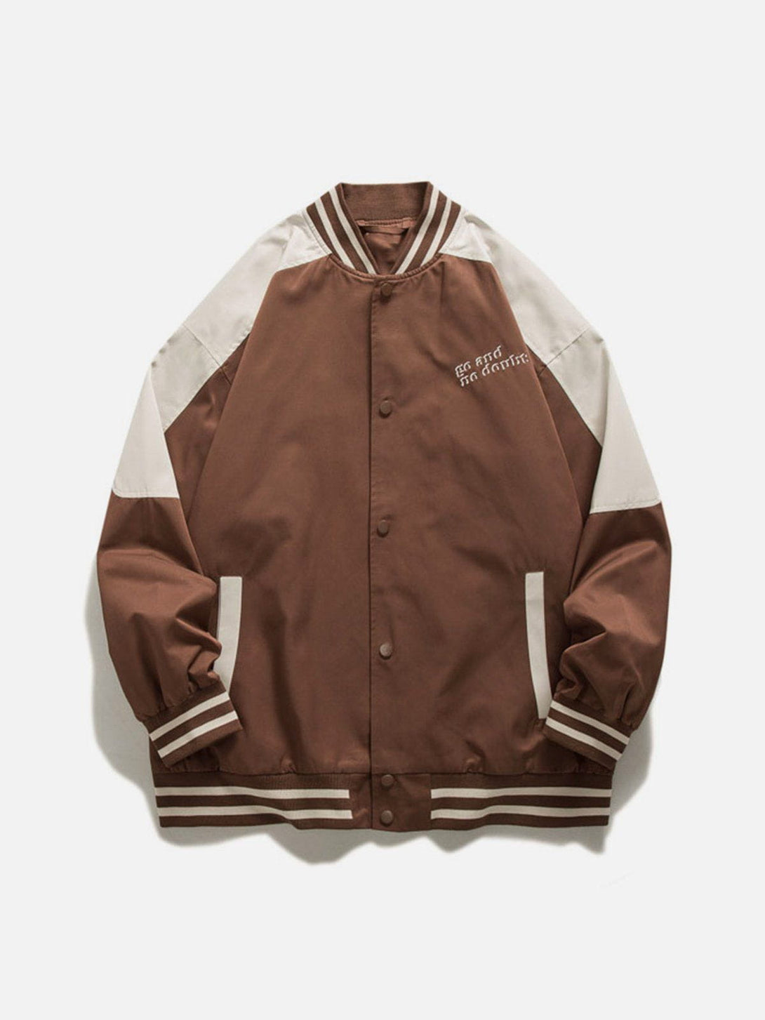 Ellesey - Curved Contrast Patchwork Varsity Jacket- Streetwear Fashion - ellesey.com