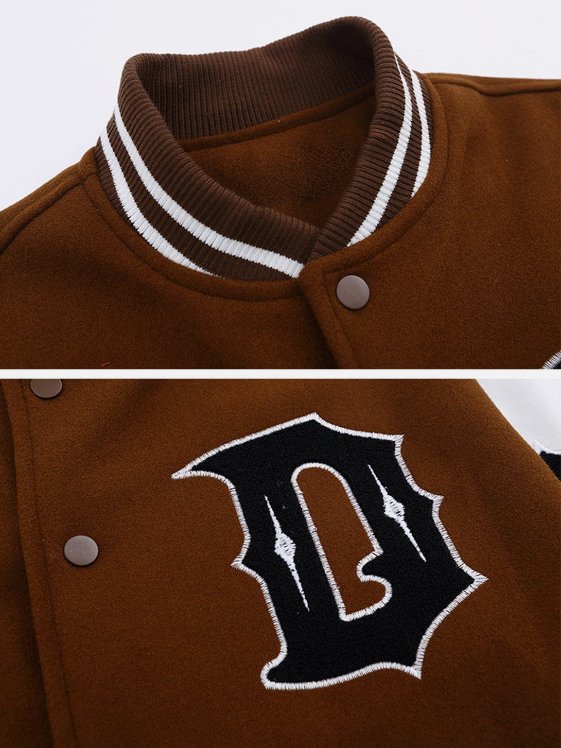 Ellesey - D Patch Embroidery Stitching Varsity Jacket- Streetwear Fashion - ellesey.com