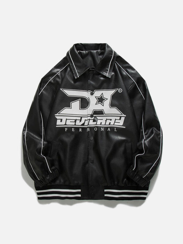 Ellesey - DA Star Print Leather Jacket- Streetwear Fashion - ellesey.com