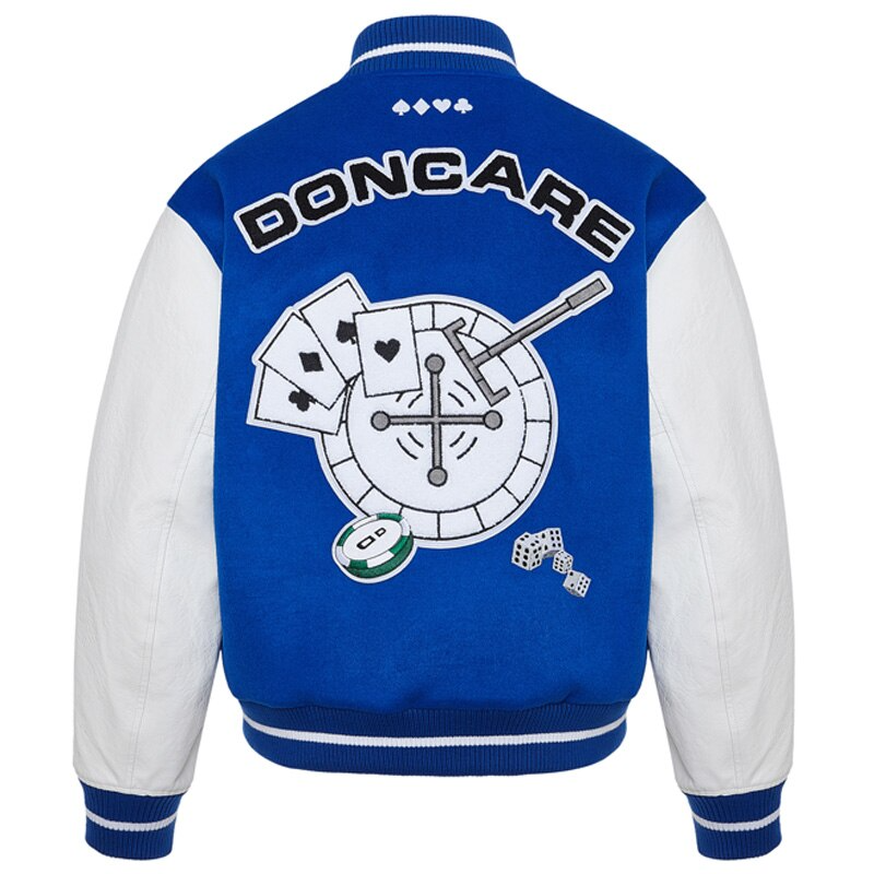 Ellesey - DONCARE Blue Baseball Jacket- Streetwear Fashion - ellesey.com