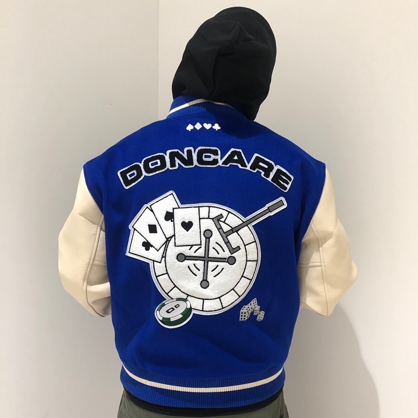 Ellesey - DONCARE Blue Baseball Jacket- Streetwear Fashion - ellesey.com