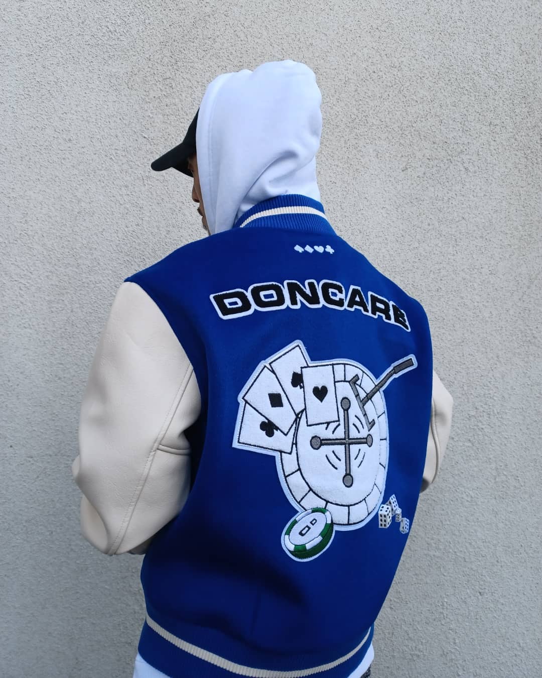 Ellesey - DONCARE Blue Baseball Jacket- Streetwear Fashion - ellesey.com