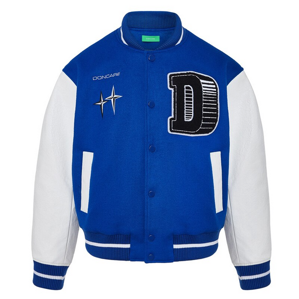 Ellesey - DONCARE Blue Baseball Jacket- Streetwear Fashion - ellesey.com
