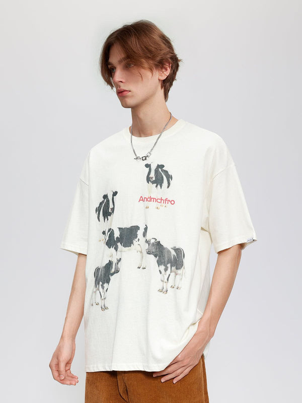 Ellesey - Dairy Cow Print Cotton Tee- Streetwear Fashion - ellesey.com