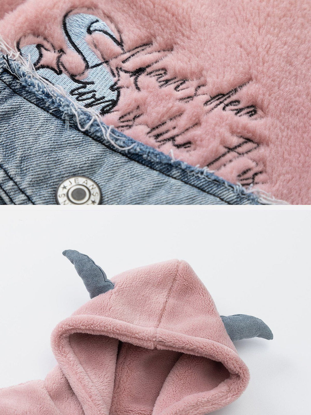 Ellesey - Devil Horn Denim Panel Sherpa Coat-Streetwear Fashion - ellesey.com