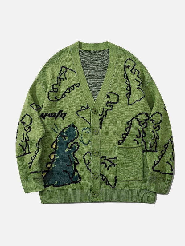 Ellesey - Dinosaur Cartoon Pattern Knit Cardigan-Streetwear Fashion - ellesey.com