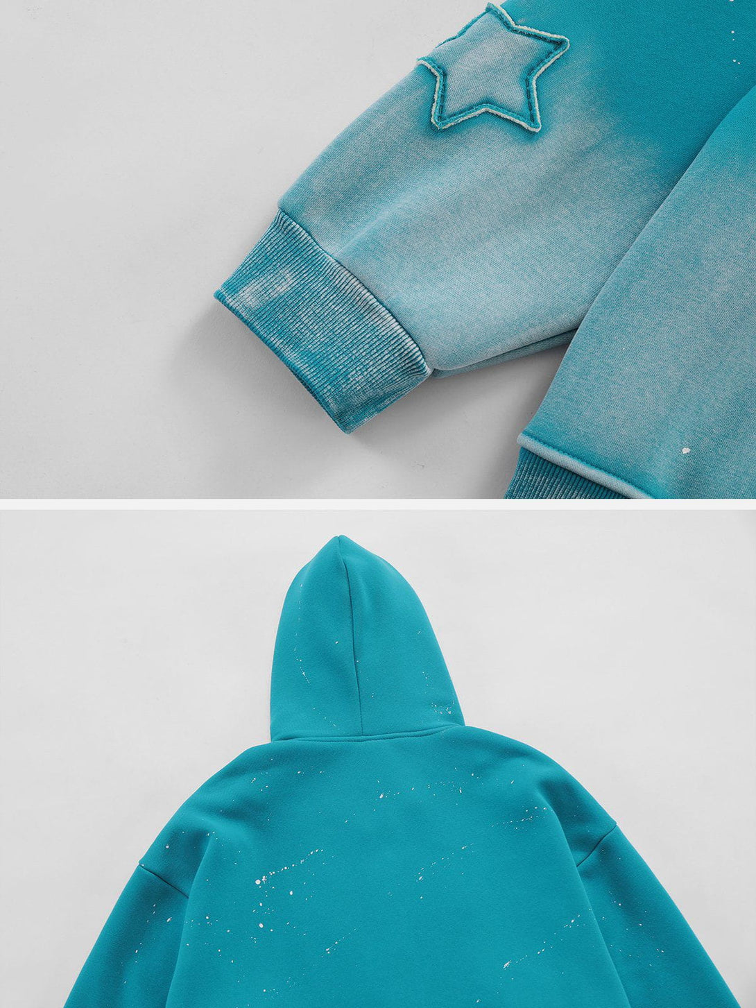 Ellesey - Distressed Gradient Applique Stars Hoodie- Streetwear Fashion - ellesey.com