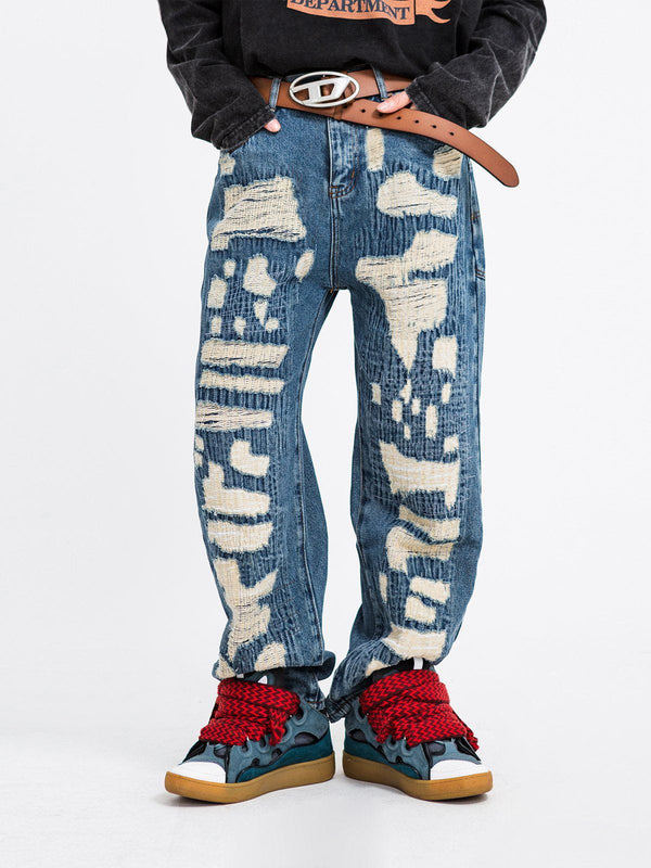 Ellesey - Distressed Stitched Patched Jeans- Streetwear Fashion - ellesey.com