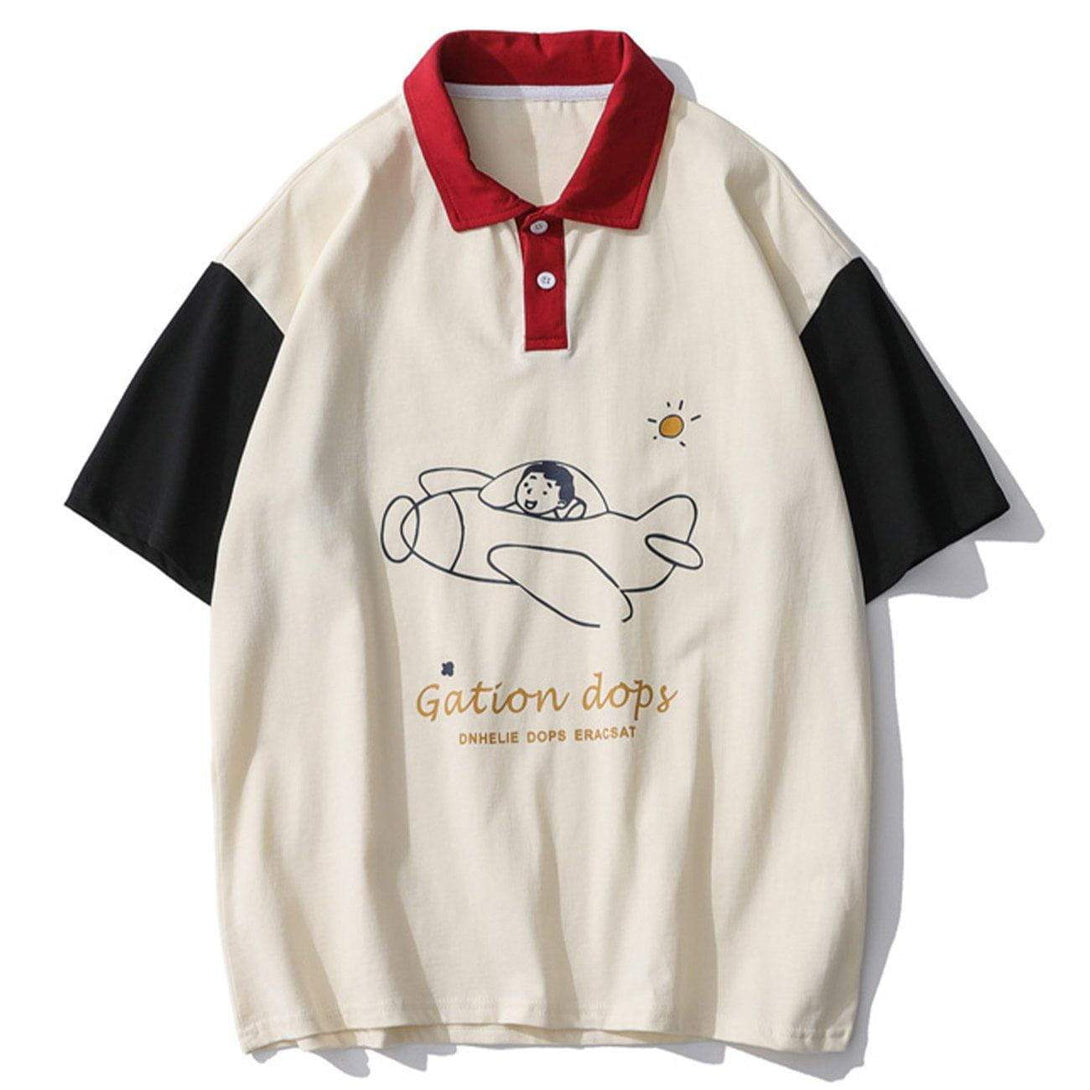 Ellesey - Doll Graphic Contrast Color Polo Tee- Streetwear Fashion - ellesey.com