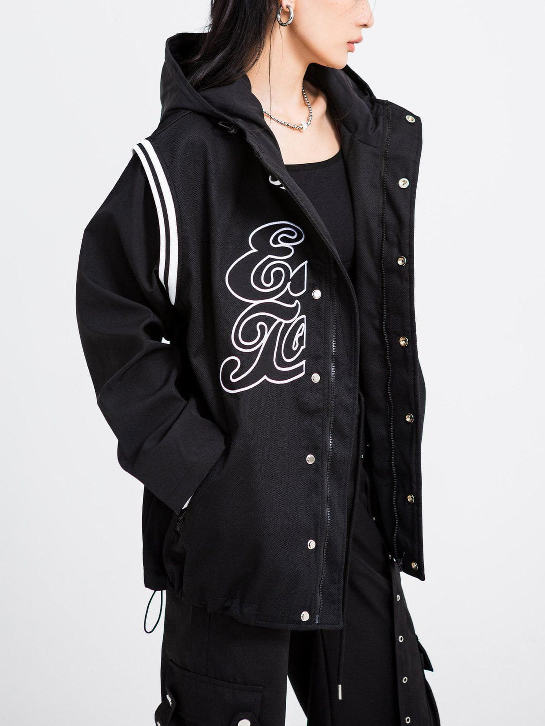 Ellesey - Drawstring Splicing Winter Coat-Streetwear Fashion - ellesey.com