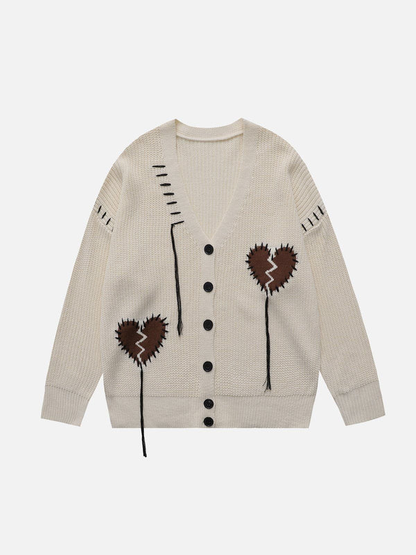 Ellesey - Embroidered Heart Fringe Cardigan-Streetwear Fashion - ellesey.com