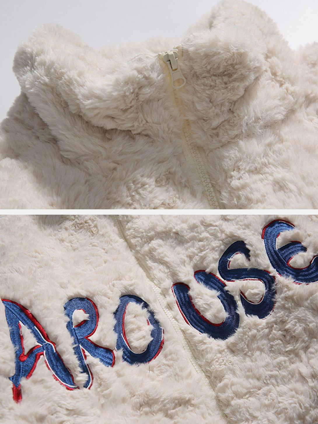 Ellesey - Embroidered Lettering Sherpa Coat-Streetwear Fashion - ellesey.com