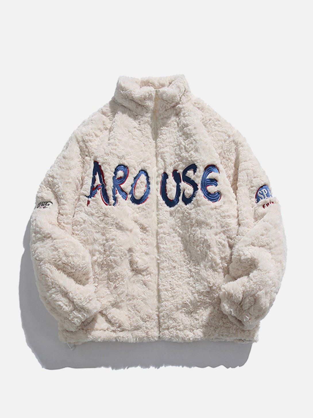 Ellesey - Embroidered Lettering Sherpa Coat-Streetwear Fashion - ellesey.com