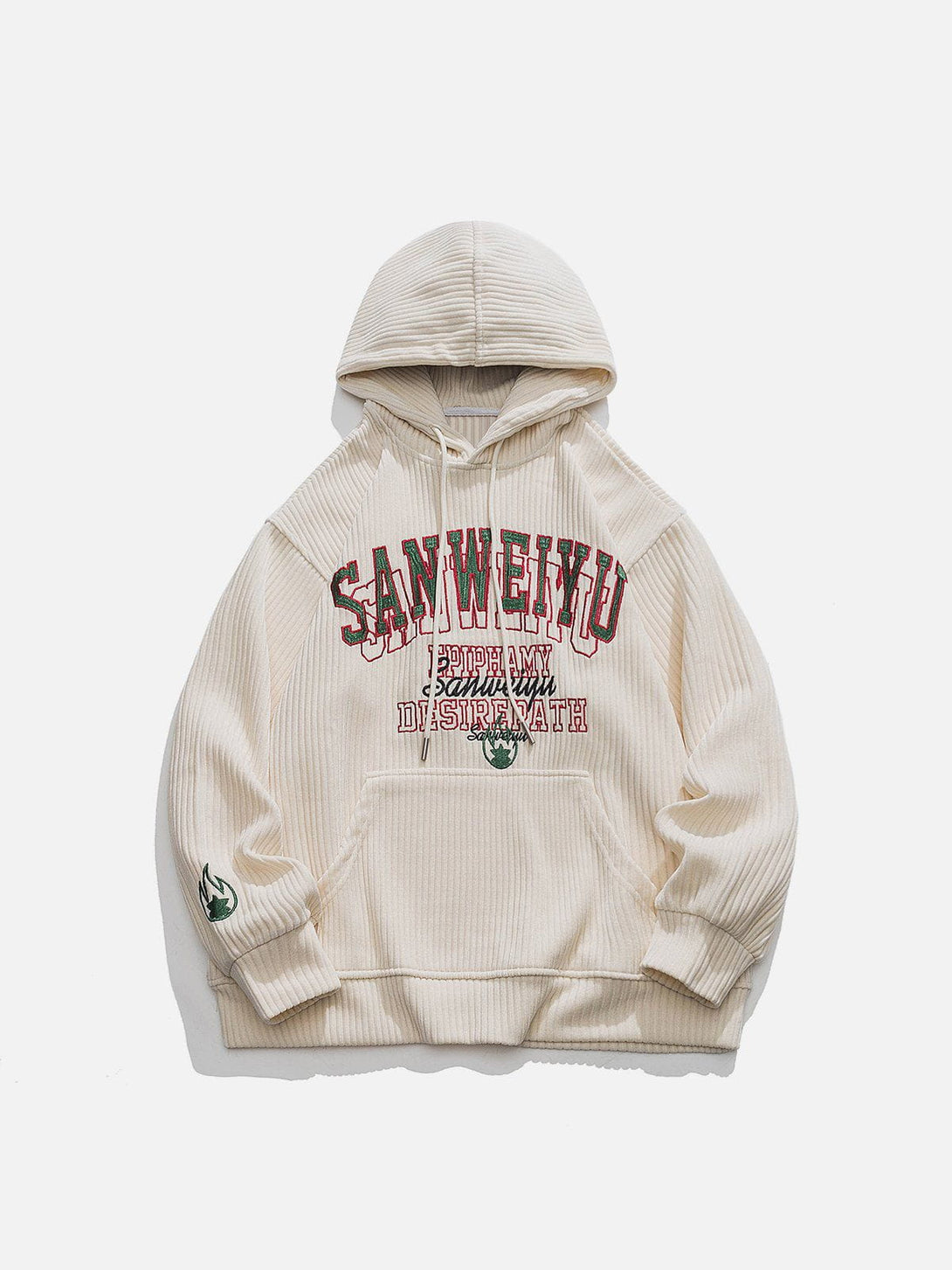 Ellesey - Embroidered Letters Corduroy Hoodie- Streetwear Fashion - ellesey.com