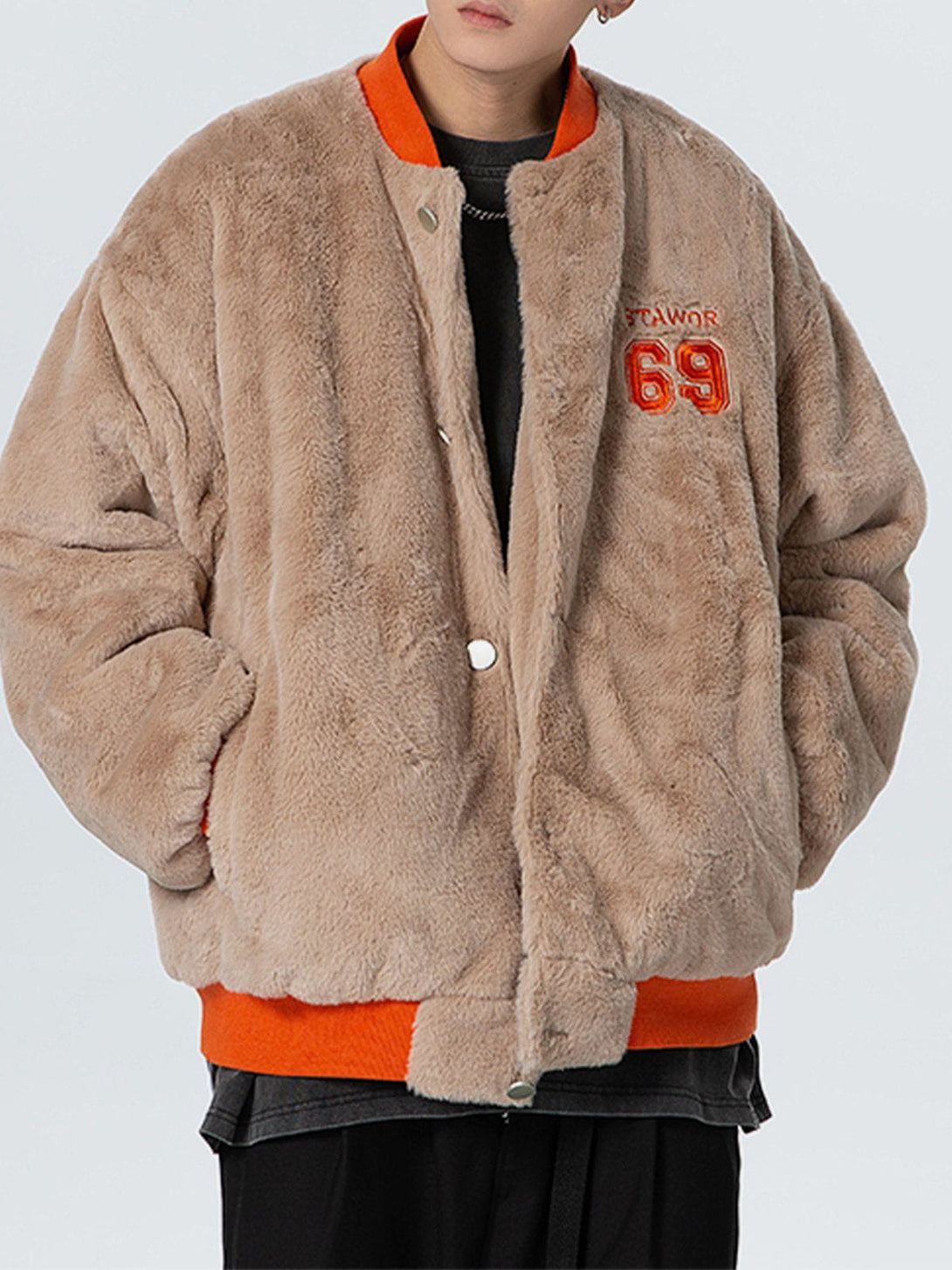 Ellesey - Embroidered Numbers Sherpa Coat-Streetwear Fashion - ellesey.com