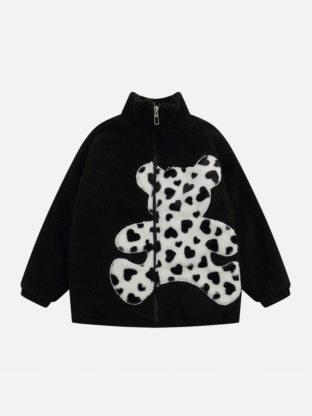 Ellesey - Embroidered Plush Bear Sherpa Coat-Streetwear Fashion - ellesey.com