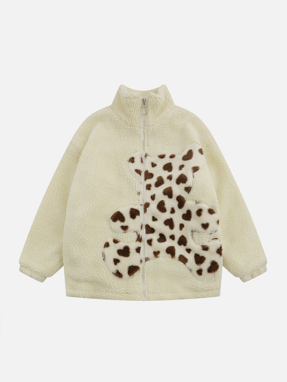 Ellesey - Embroidered Plush Bear Sherpa Coat-Streetwear Fashion - ellesey.com