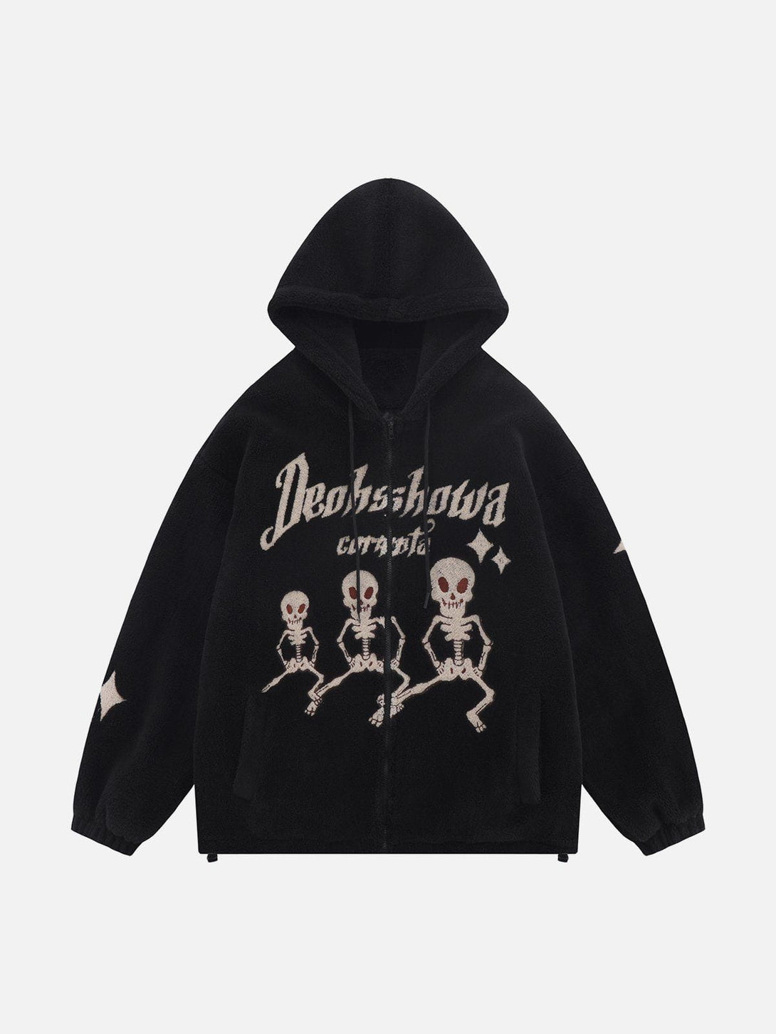 Ellesey - Embroidered Skull Sherpa Coat-Streetwear Fashion - ellesey.com