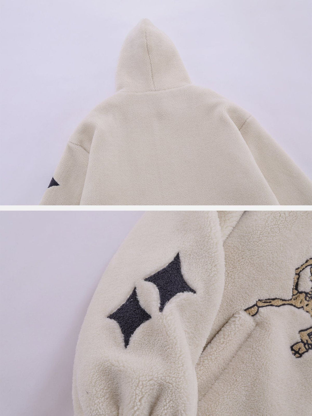 Ellesey - Embroidered Skull Sherpa Coat-Streetwear Fashion - ellesey.com