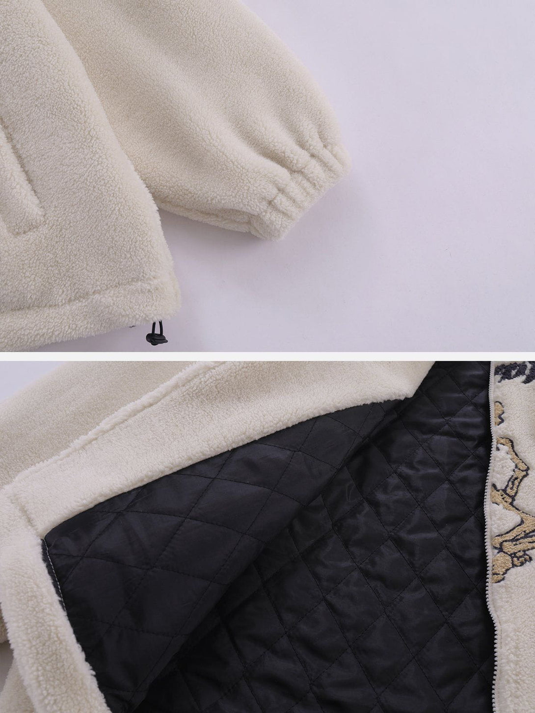 Ellesey - Embroidered Skull Sherpa Coat-Streetwear Fashion - ellesey.com