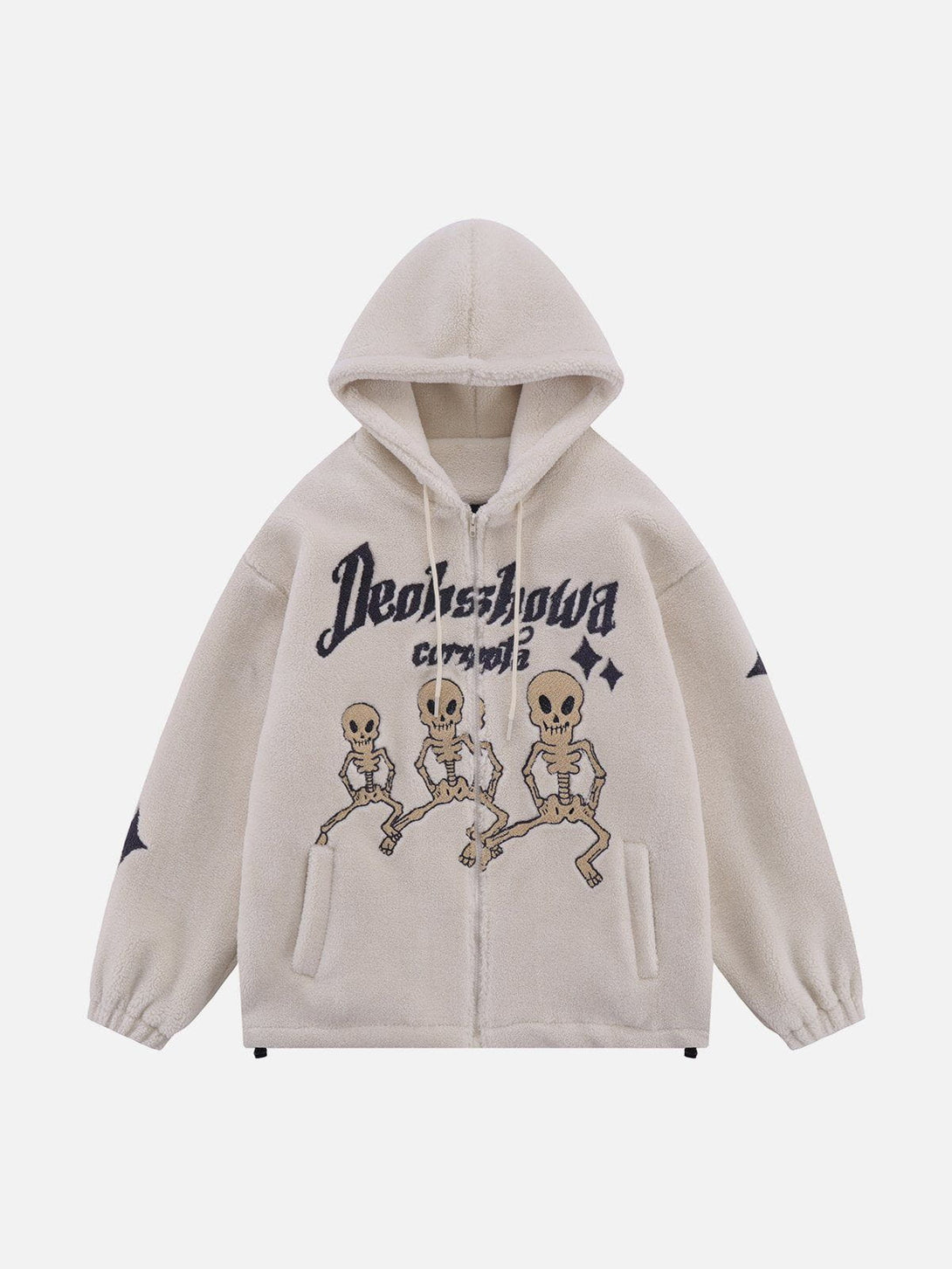 Ellesey - Embroidered Skull Sherpa Coat-Streetwear Fashion - ellesey.com