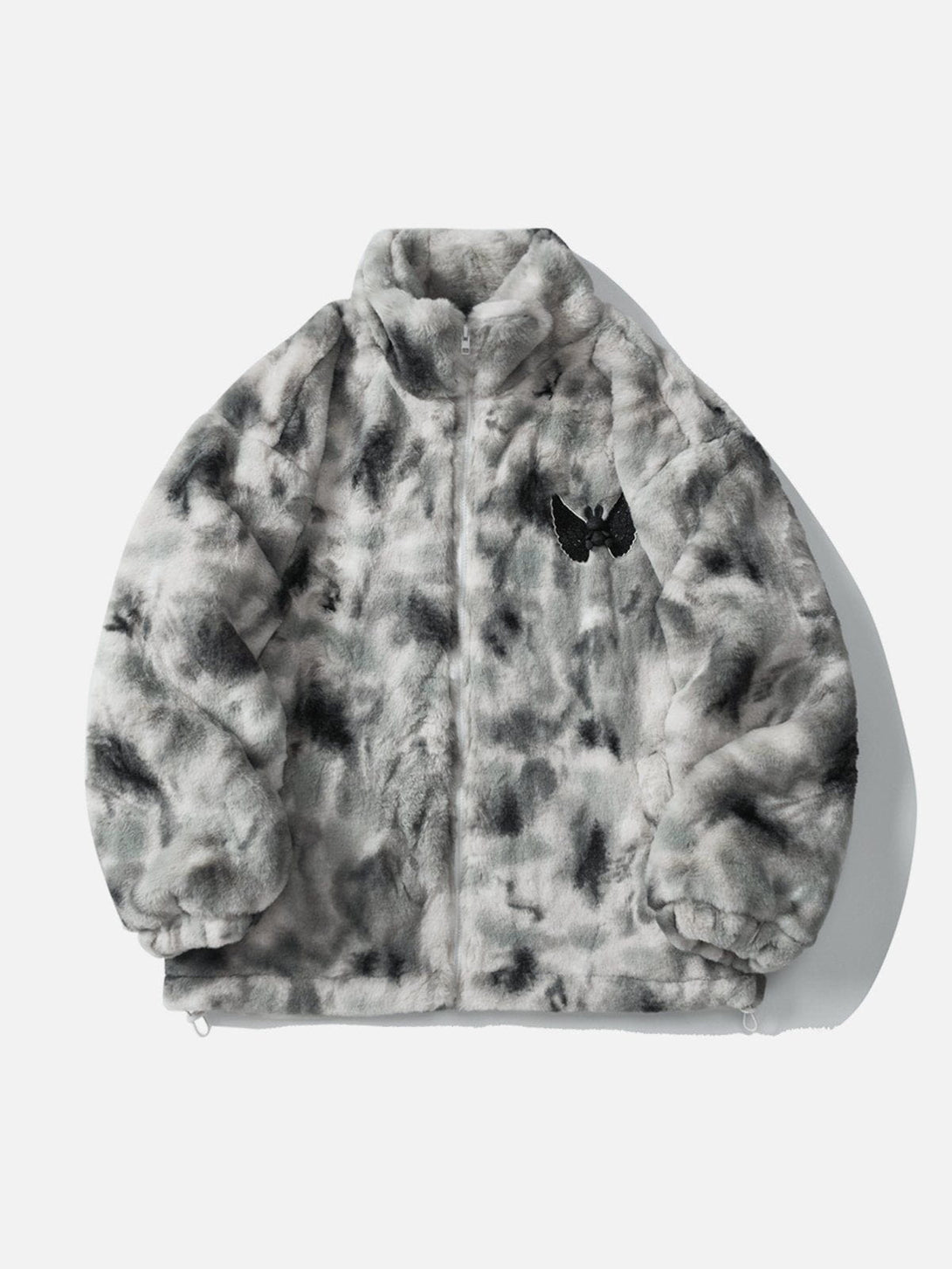 Ellesey - Embroidered Wings Bunny Label Tie Dye Sherpa Coat-Streetwear Fashion - ellesey.com