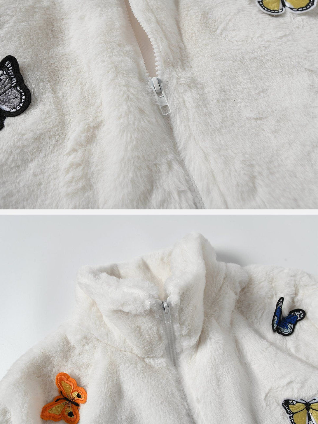 Ellesey - Embroidery Butterfly Sherpa Jacket- Streetwear Fashion - ellesey.com