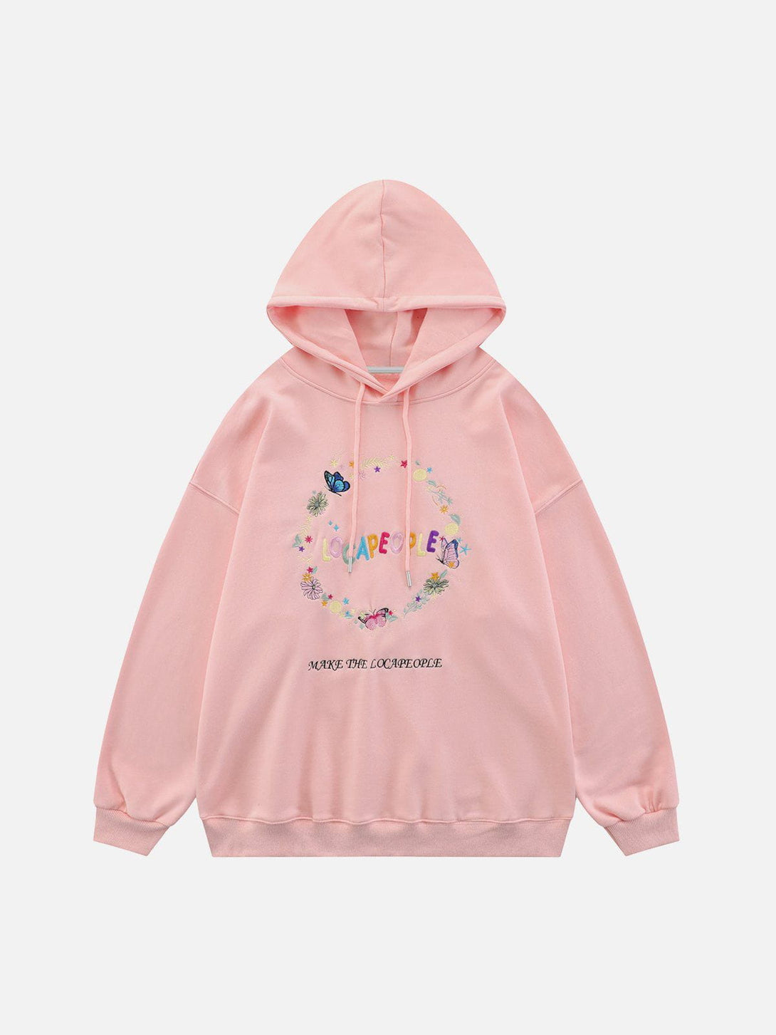 Ellesey - Embroidery Flower Butterfly Circle Hoodie- Streetwear Fashion - ellesey.com