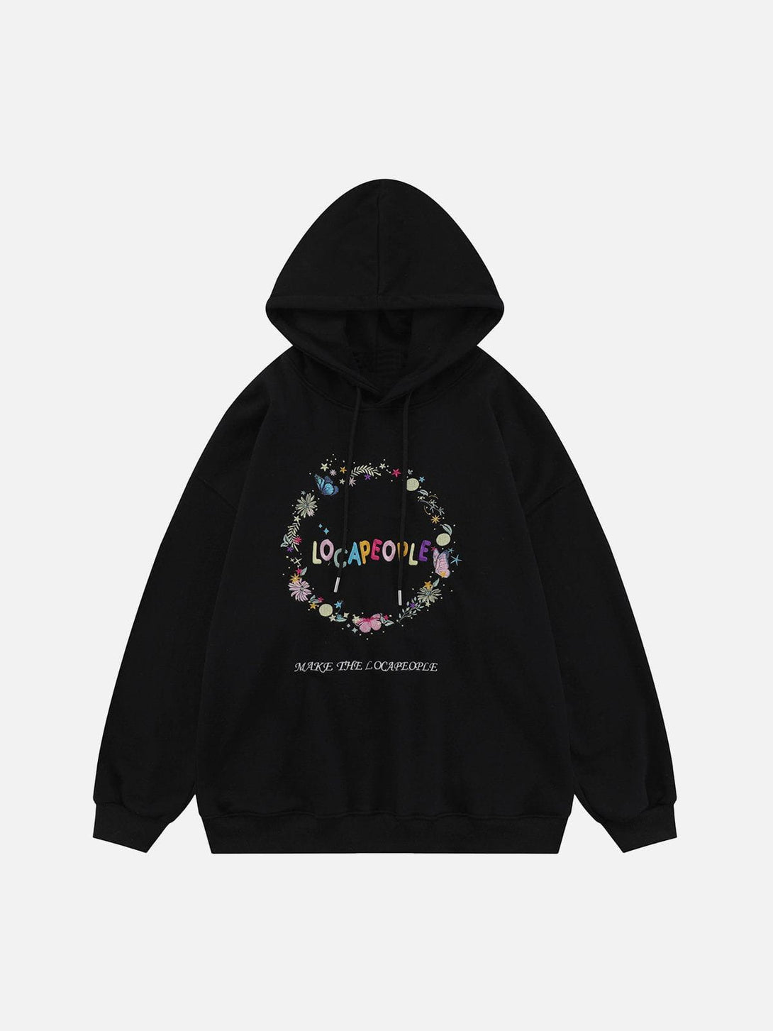 Ellesey - Embroidery Flower Butterfly Circle Hoodie- Streetwear Fashion - ellesey.com