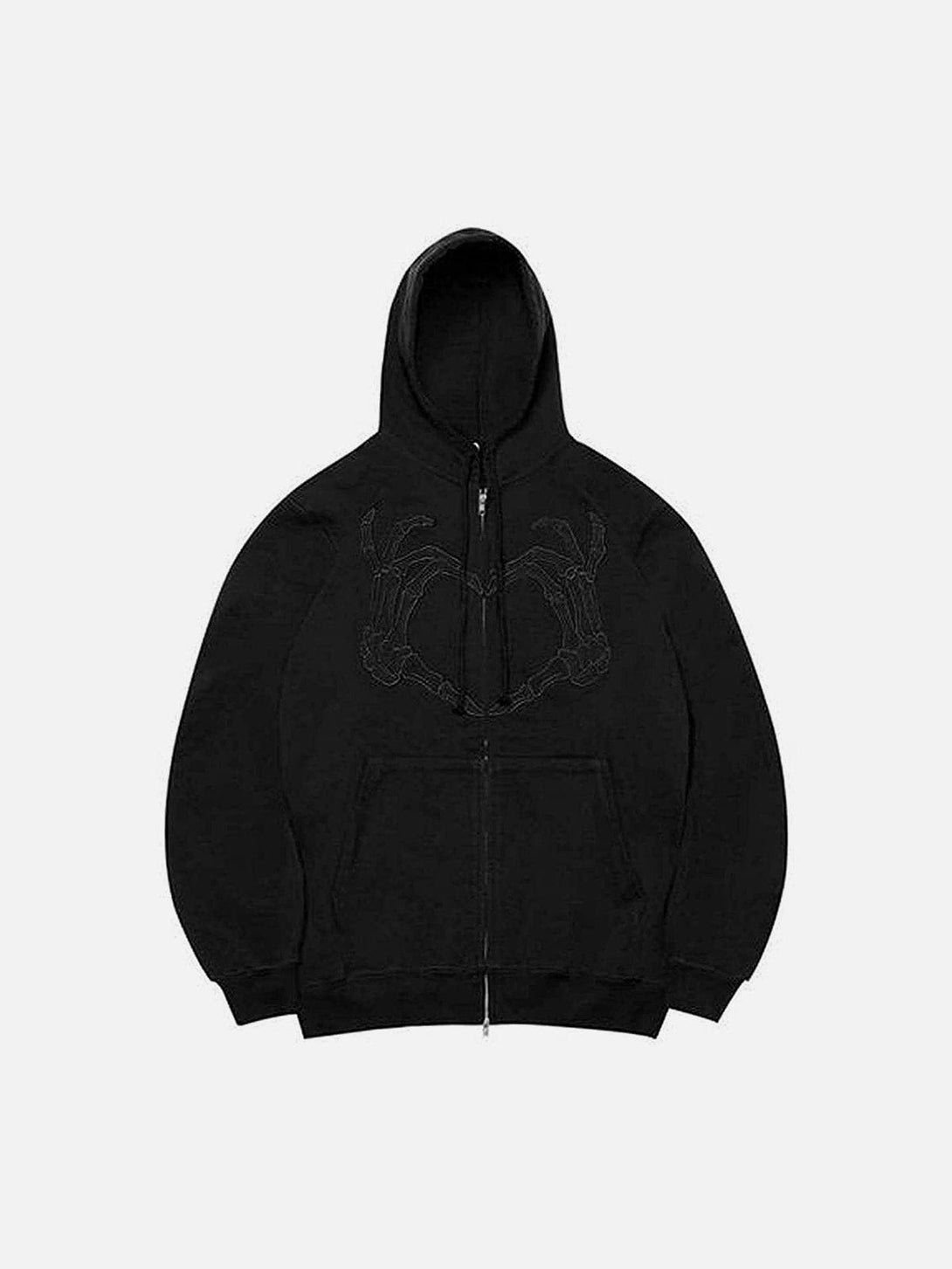 Ellesey - Embroidery Heart Skeleton Hoodie- Streetwear Fashion - ellesey.com