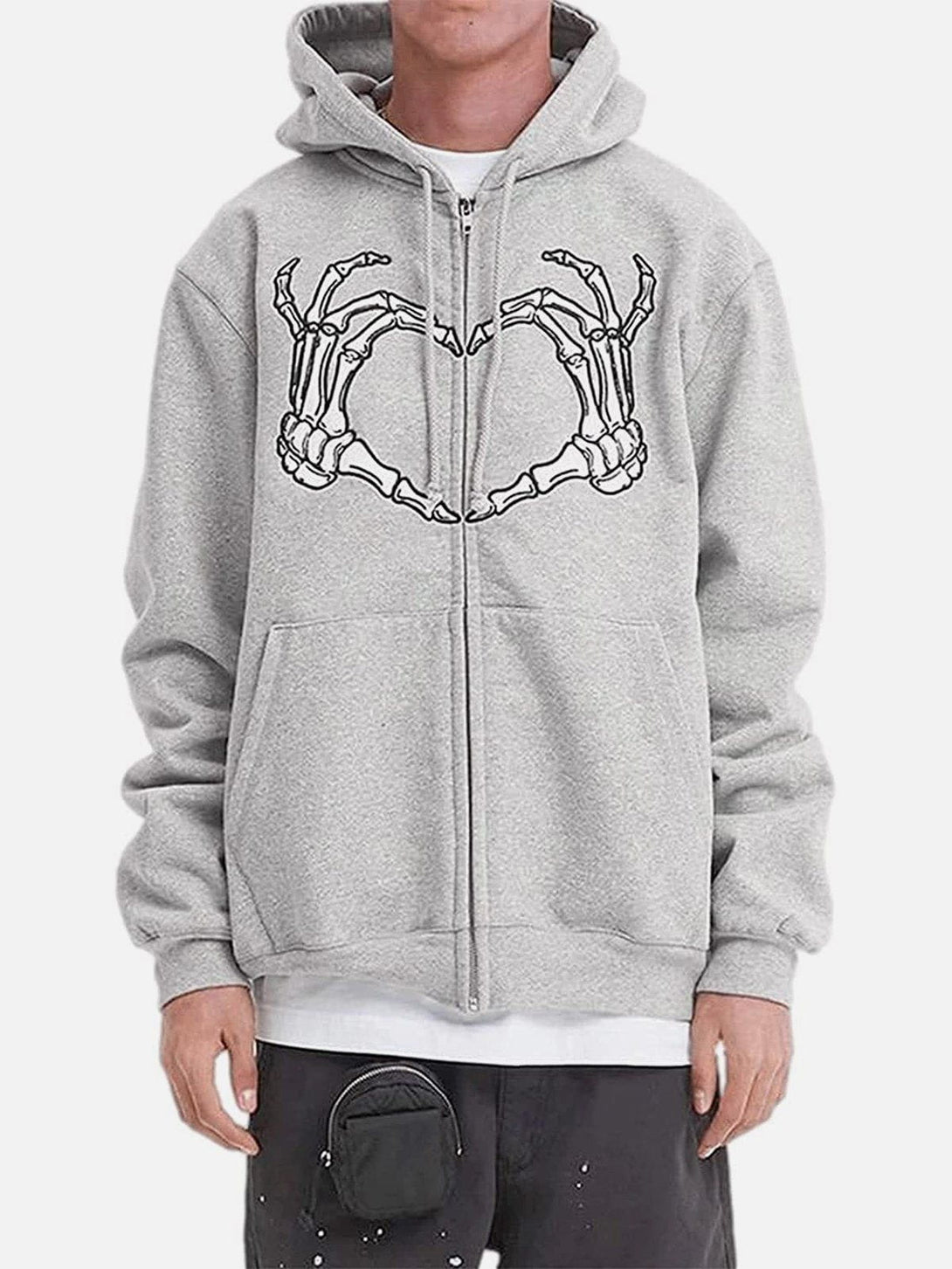 Ellesey - Embroidery Heart Skeleton Hoodie- Streetwear Fashion - ellesey.com