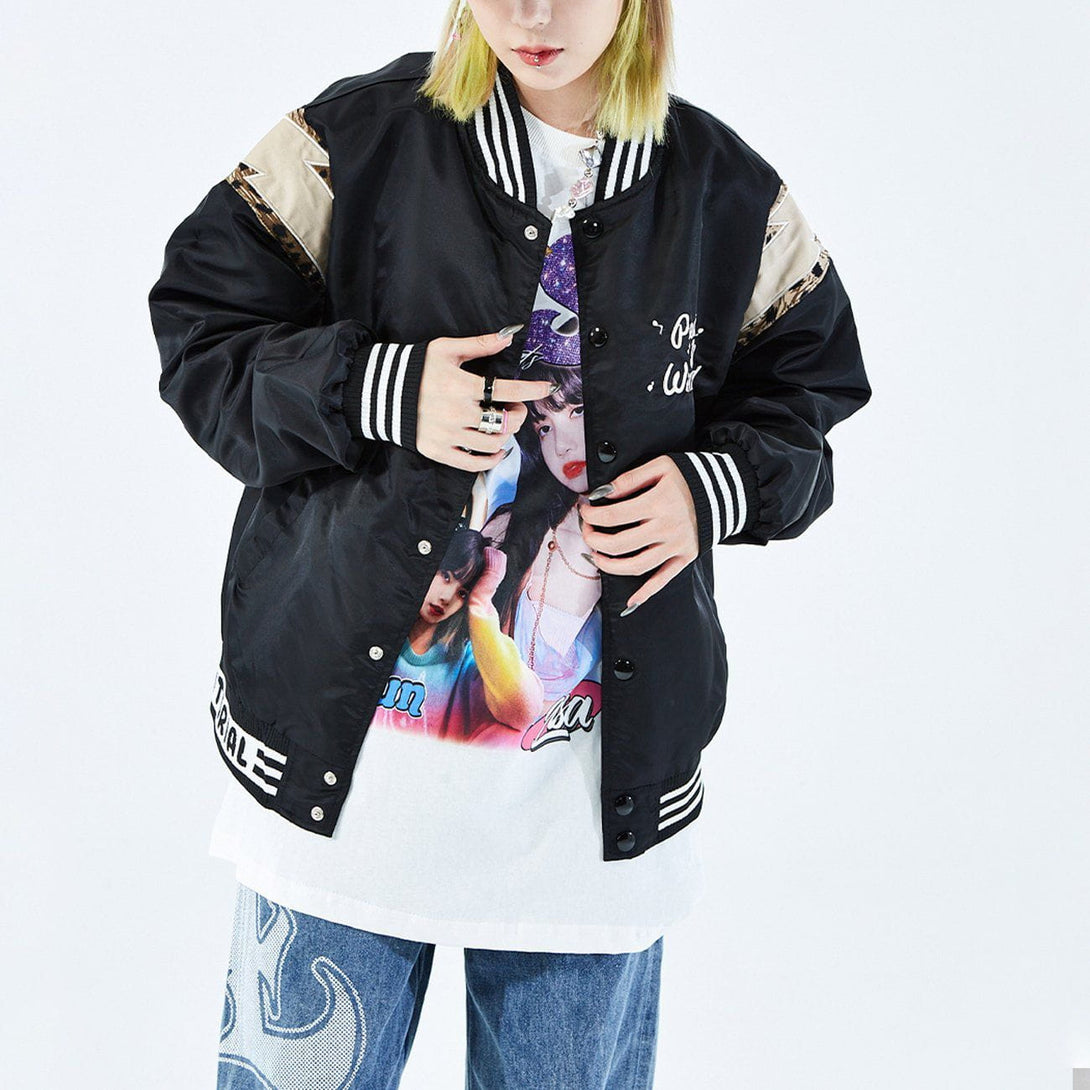 Ellesey - Embroidery Letter Varsity Jacket- Streetwear Fashion - ellesey.com