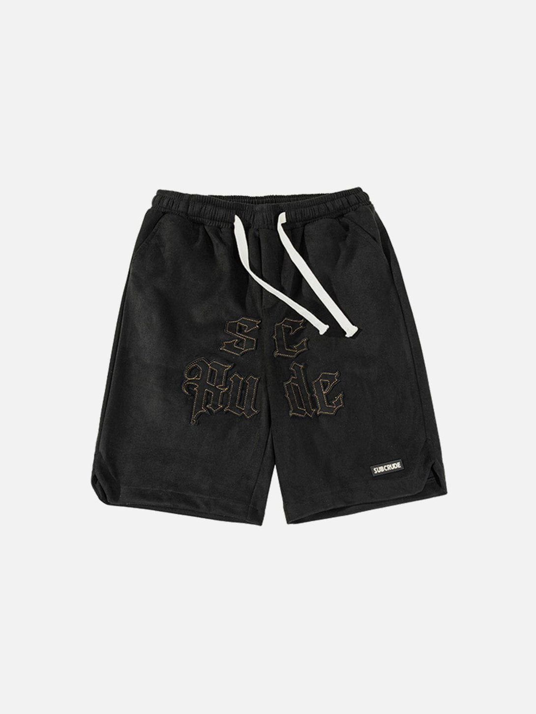 Ellesey - Embroidery Letters Suede Shorts- Streetwear Fashion - ellesey.com