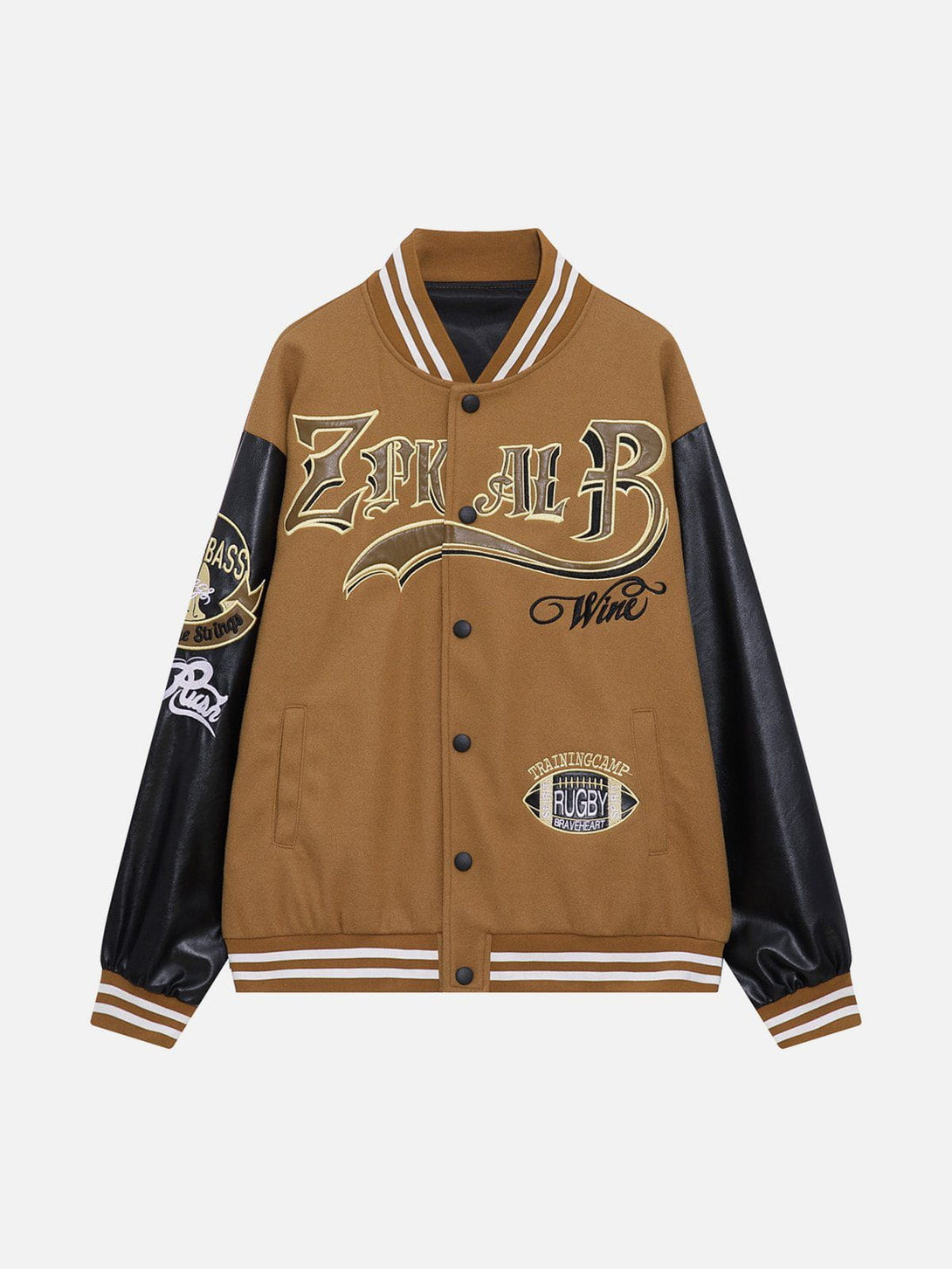 Ellesey - Embroidery Patchwork Varsity Jacket- Streetwear Fashion - ellesey.com