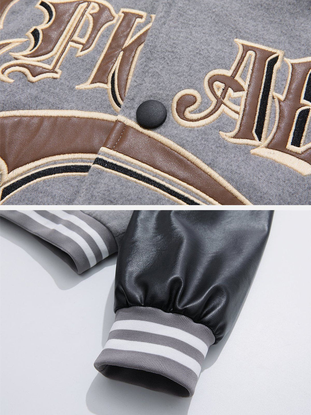 Ellesey - Embroidery Patchwork Varsity Jacket- Streetwear Fashion - ellesey.com