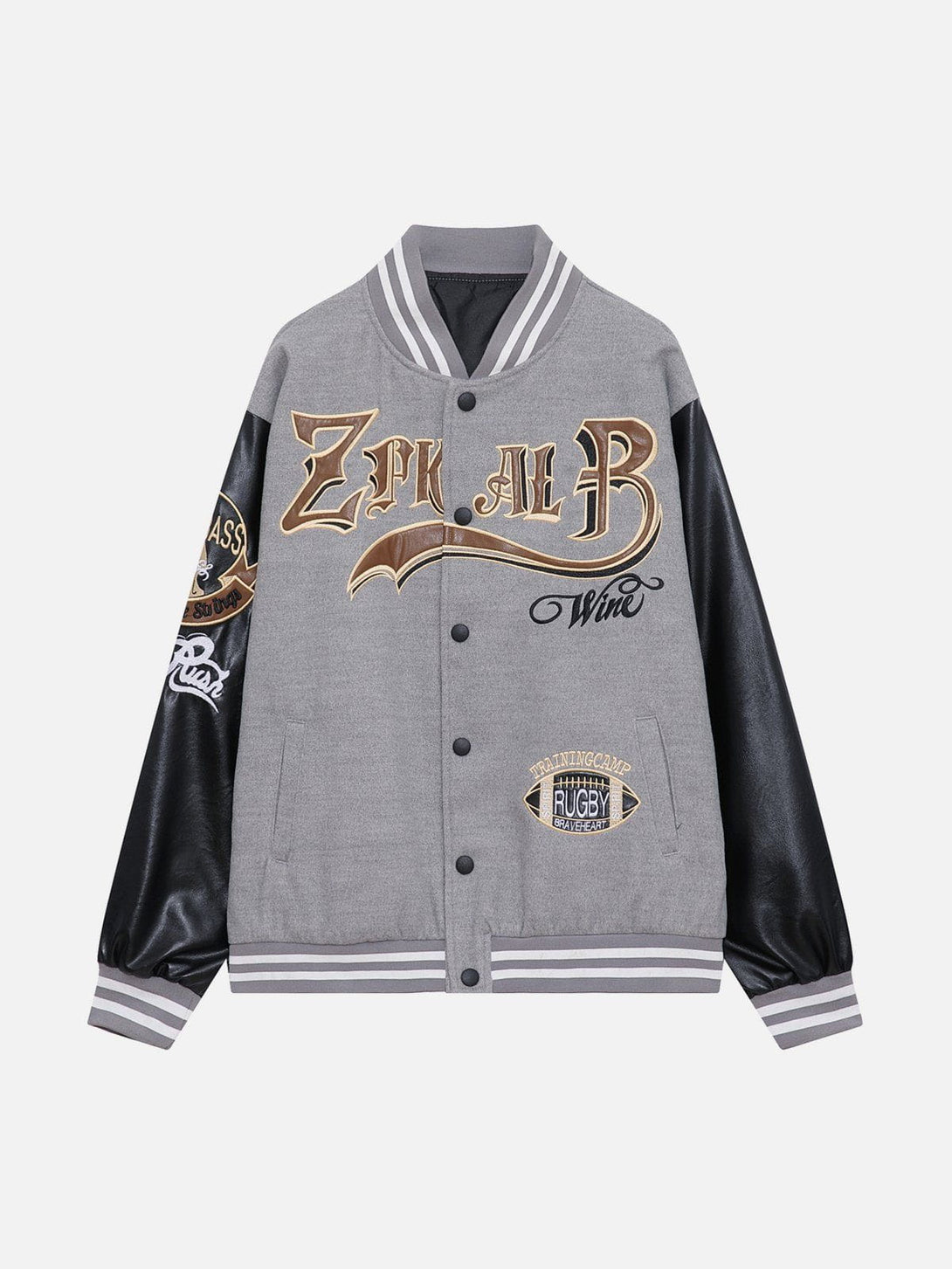 Ellesey - Embroidery Patchwork Varsity Jacket- Streetwear Fashion - ellesey.com