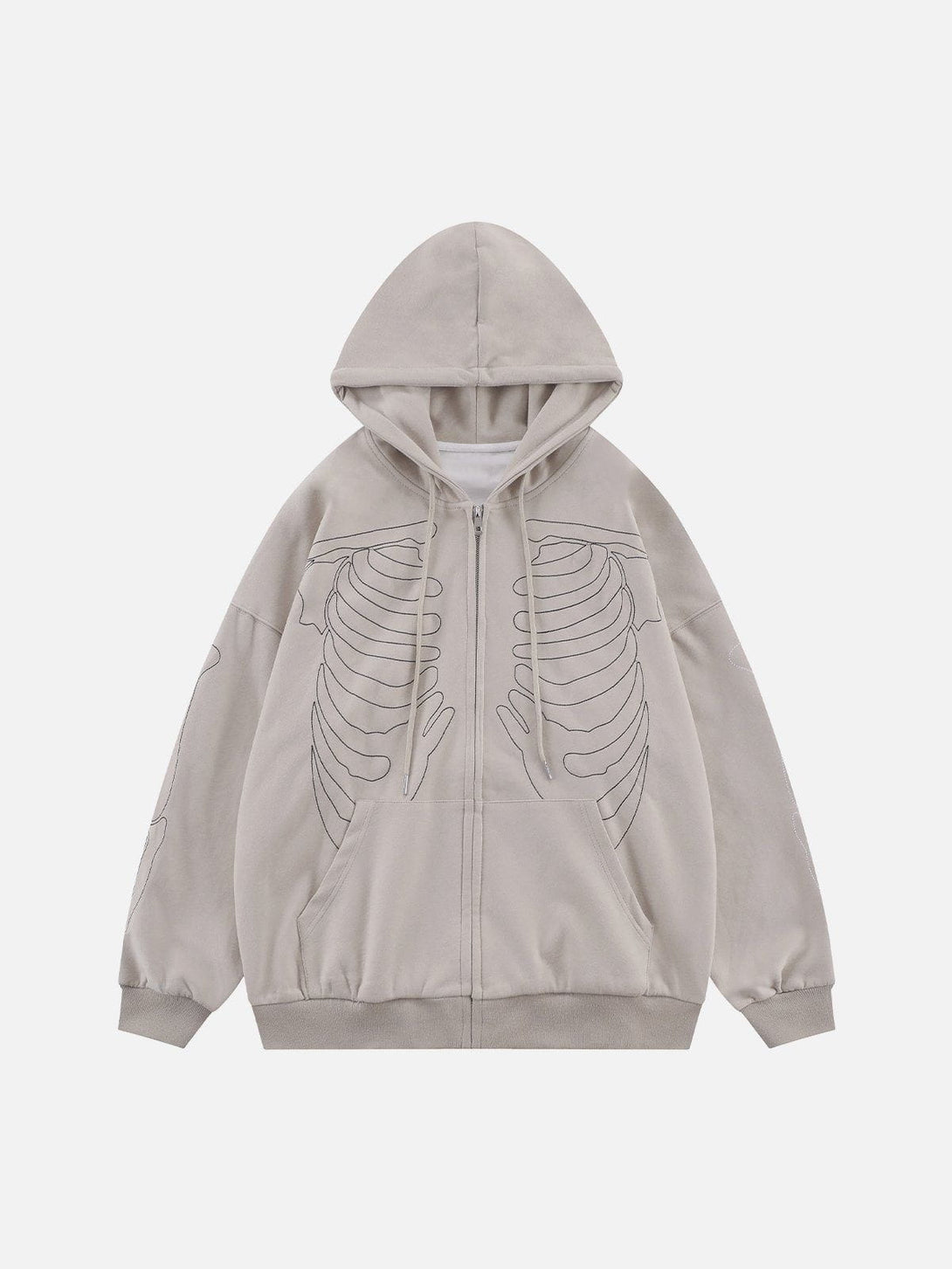 Ellesey - Embroidery Skeleton Zip Up Hoodie- Streetwear Fashion - ellesey.com