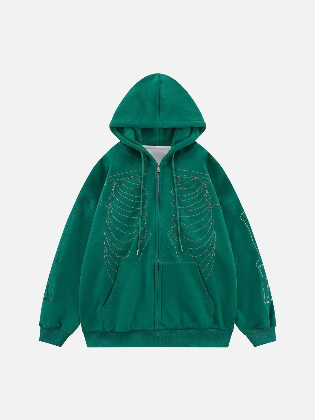 Ellesey - Embroidery Skeleton Zip Up Hoodie- Streetwear Fashion - ellesey.com