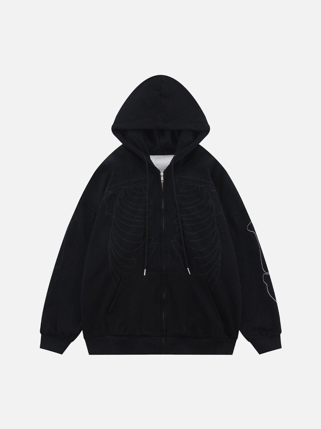 Ellesey - Embroidery Skeleton Zip Up Hoodie- Streetwear Fashion - ellesey.com