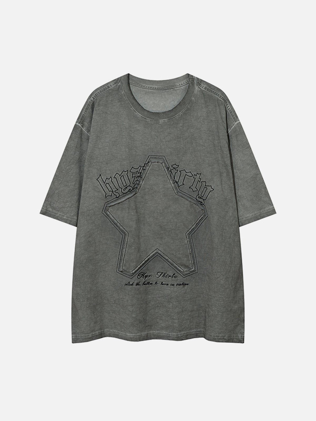 Ellesey - Embroidery Star Letter Washed Tee- Streetwear Fashion - ellesey.com