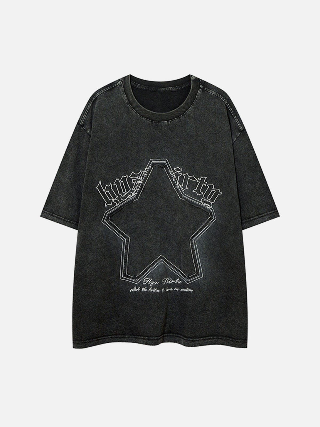 Ellesey - Embroidery Star Letter Washed Tee- Streetwear Fashion - ellesey.com