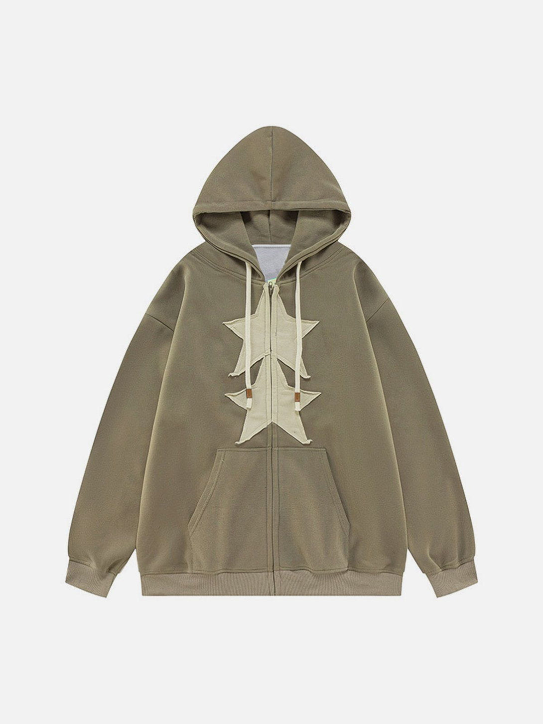 Ellesey - Embroidery Star Zip Up Hoodie- Streetwear Fashion - ellesey.com