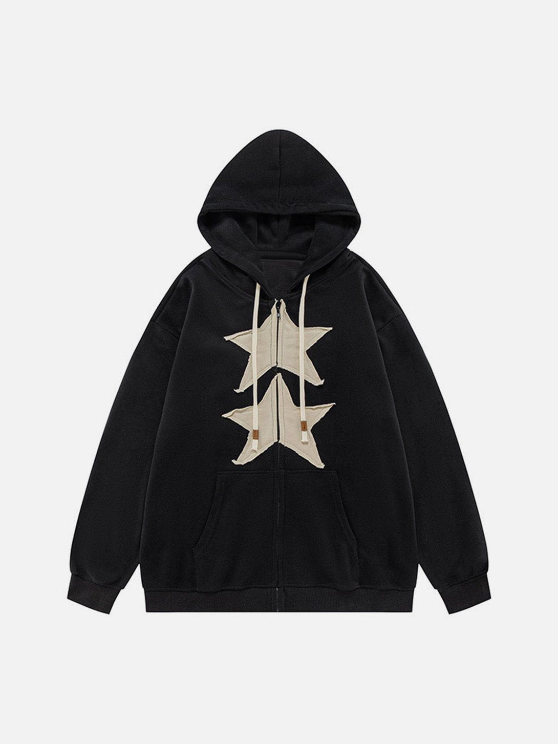 Ellesey - Embroidery Star Zip Up Hoodie- Streetwear Fashion - ellesey.com