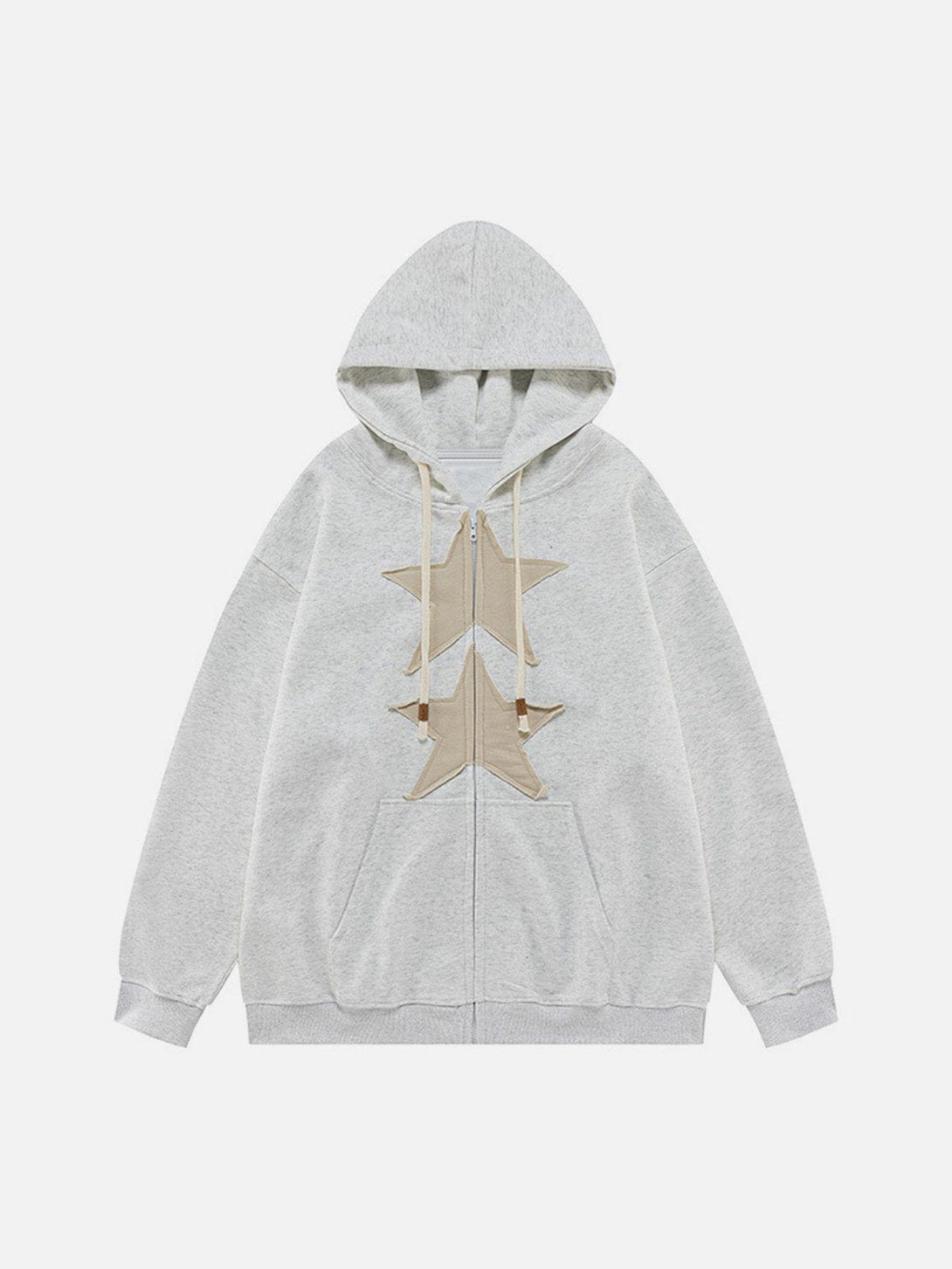 Ellesey - Embroidery Star Zip Up Hoodie- Streetwear Fashion - ellesey.com