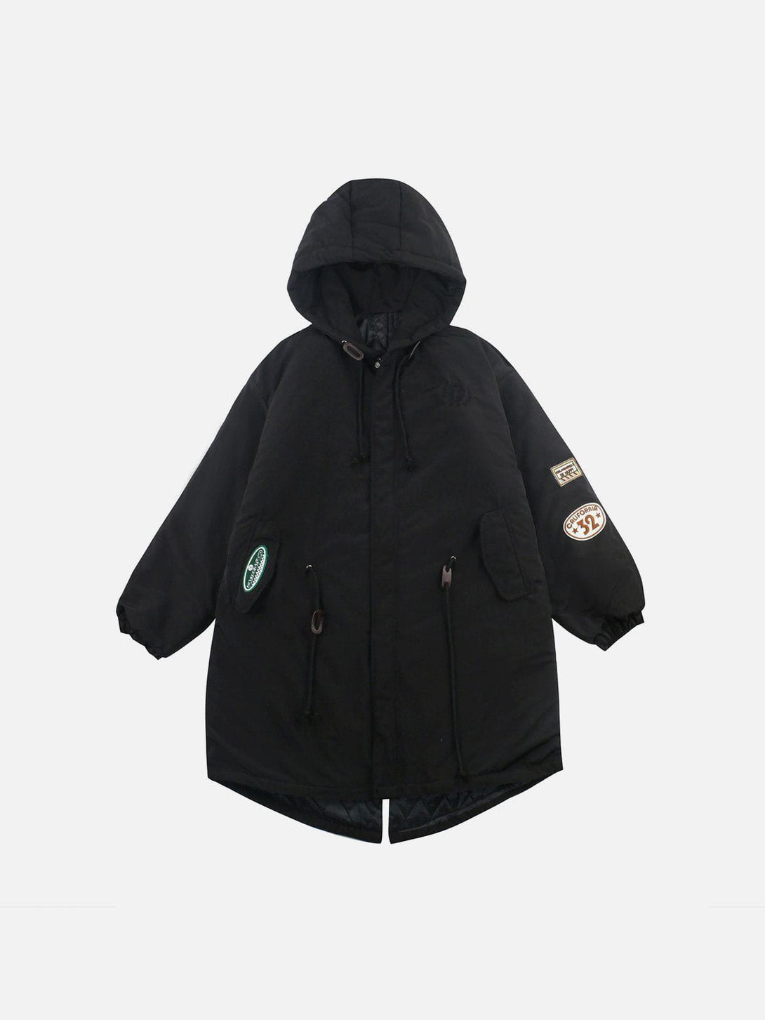 Ellesey - F Badge Embroidered Extended Winter Coat-Streetwear Fashion - ellesey.com