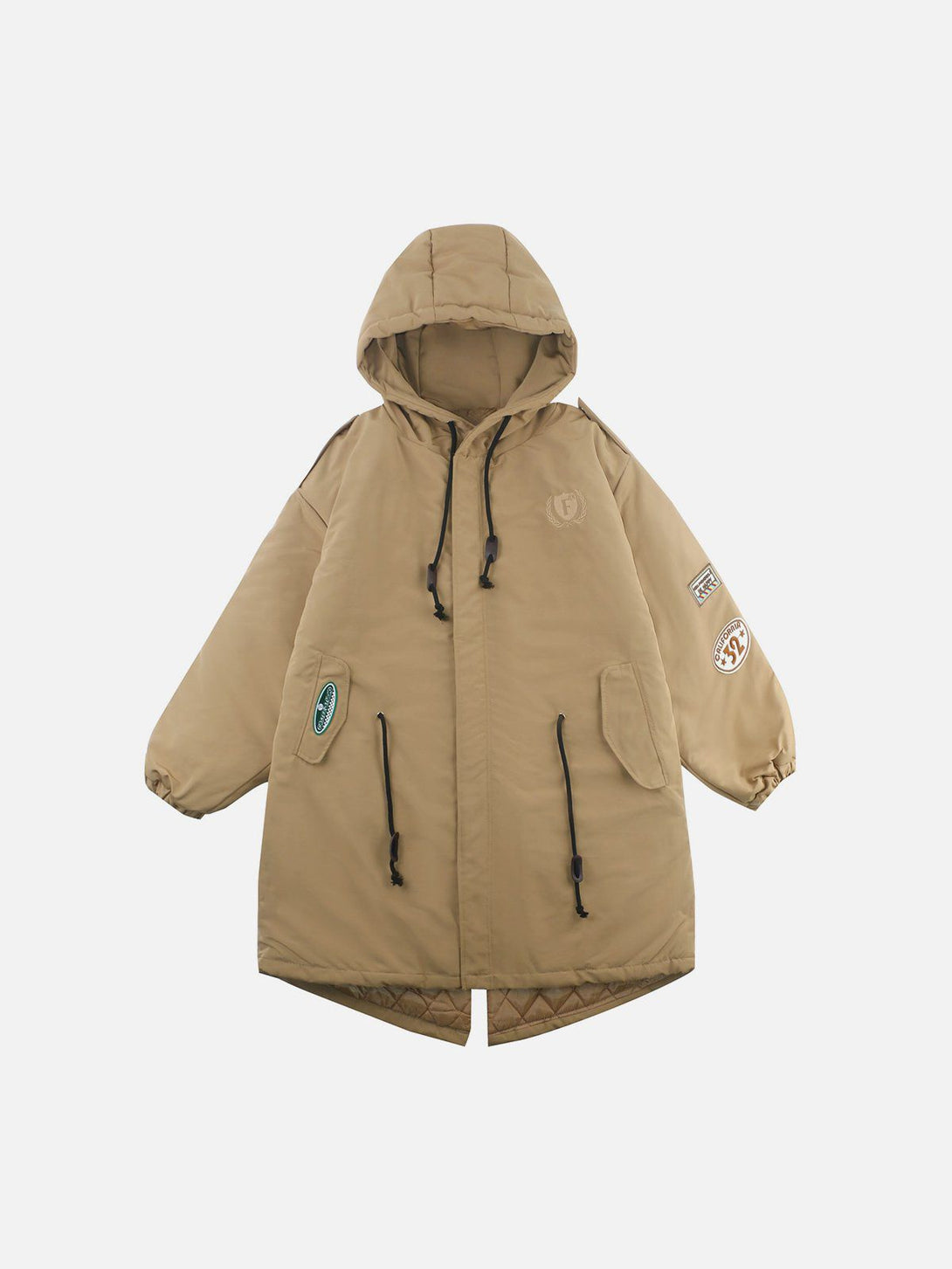 Ellesey - F Badge Embroidered Extended Winter Coat-Streetwear Fashion - ellesey.com