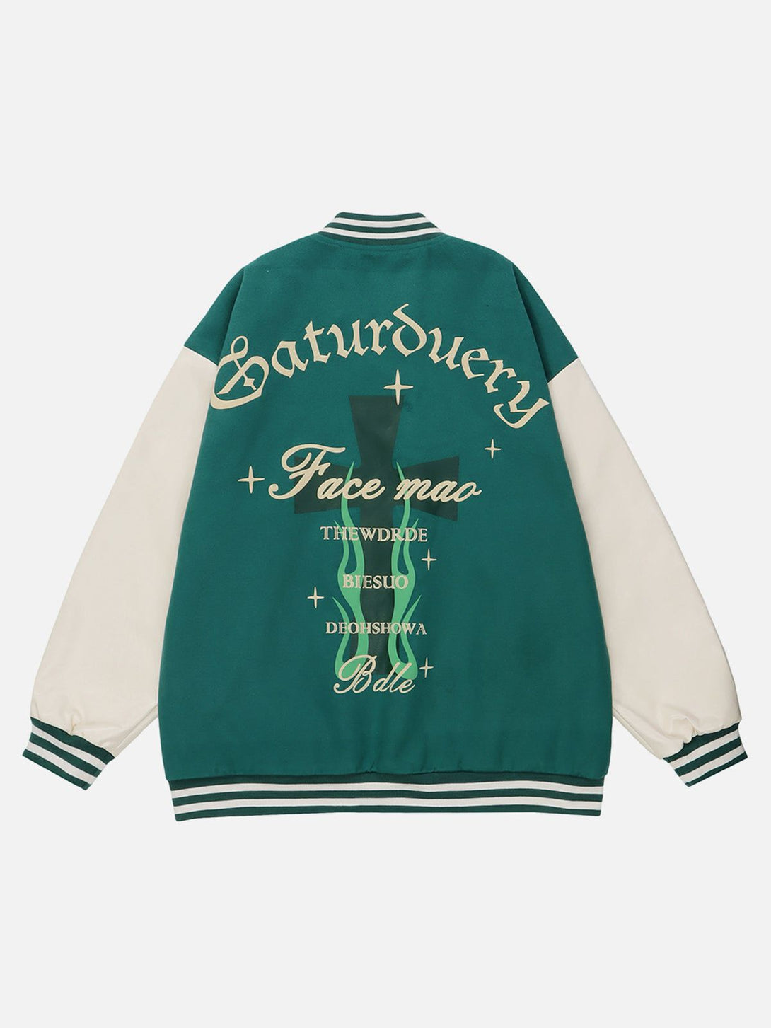 Ellesey - Flame Crucifix Varsity Jacket- Streetwear Fashion - ellesey.com